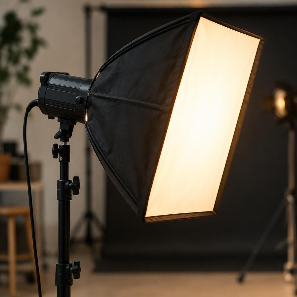 Close-up of studio lighting softbox